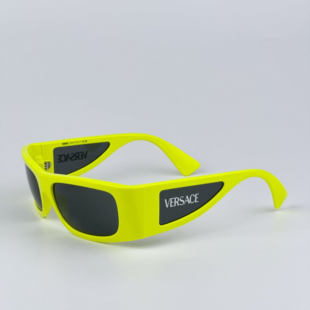 Versace VE4482 544987 BRAND NEW Sunglasses Yellow Fluo Grey Rectangular Unisex